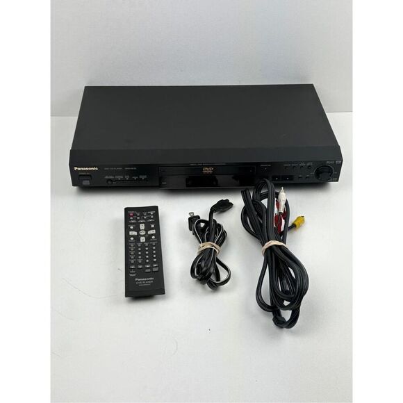 Vintage 2002 Panasonic DVD-RV32 DVD/CD Player Black w/ Remote & AV Cable Bundle